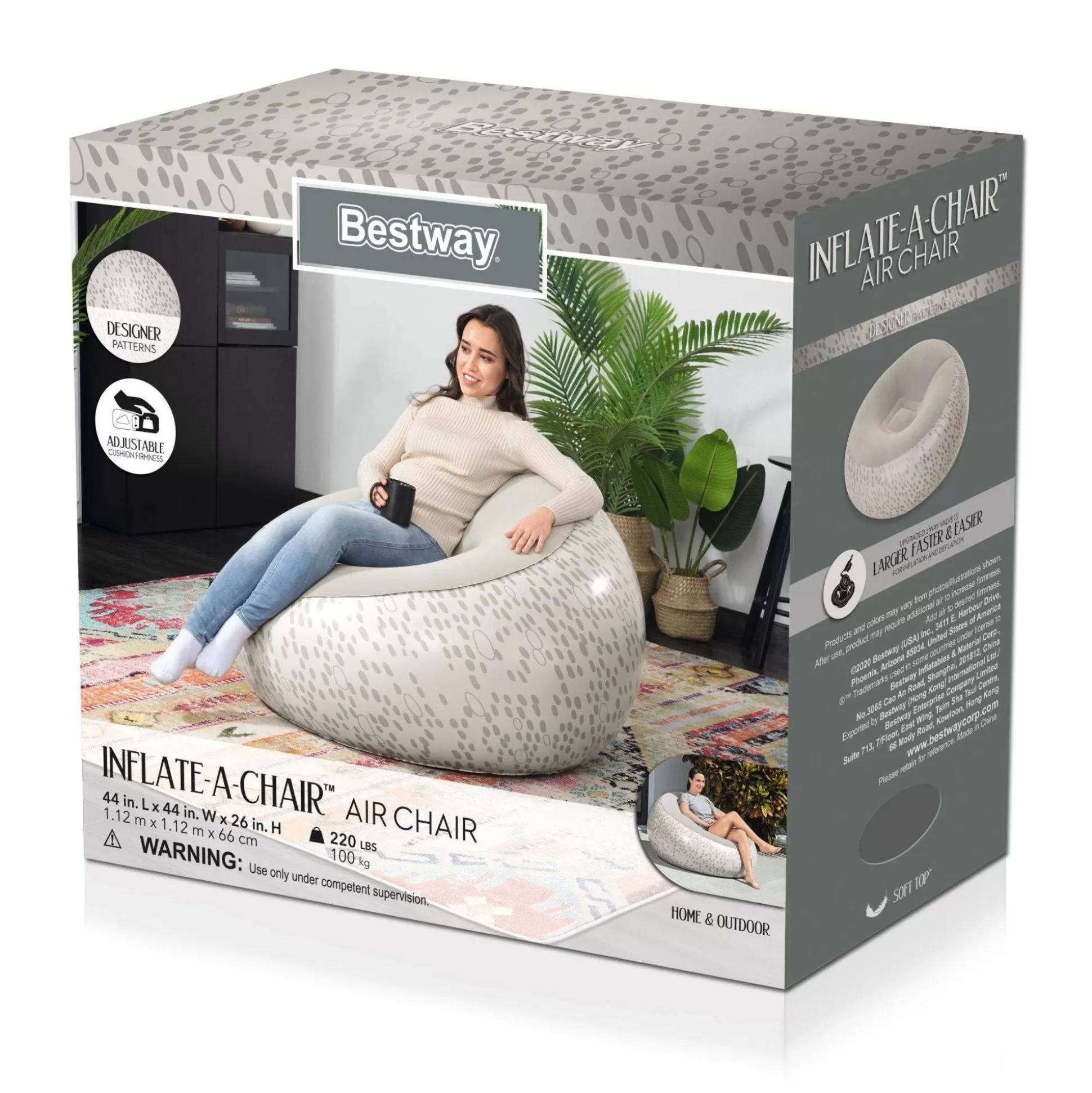 Bestway Inflate-A-Chair Inflatable Chair, Cream Store