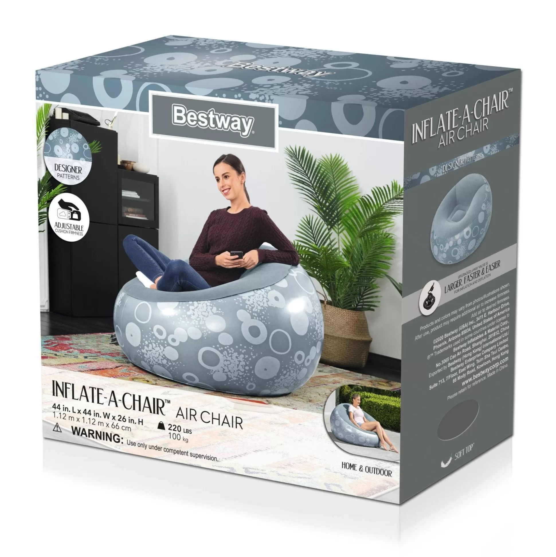 Bestway Inflate-A-Chair Inflatable Chair, Gray Shop