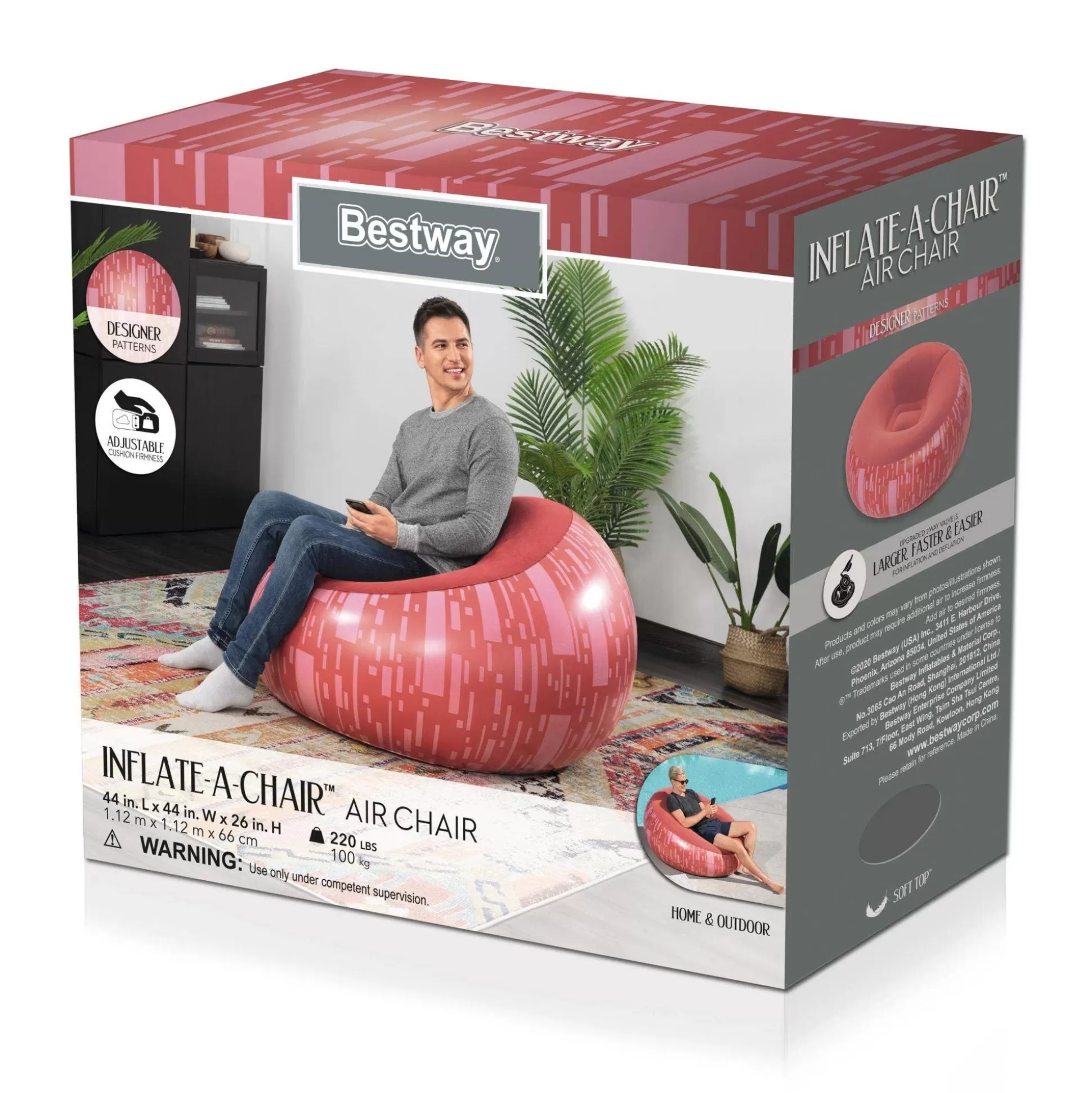 Bestway Inflate-A-Chair Inflatable Chair, Red New