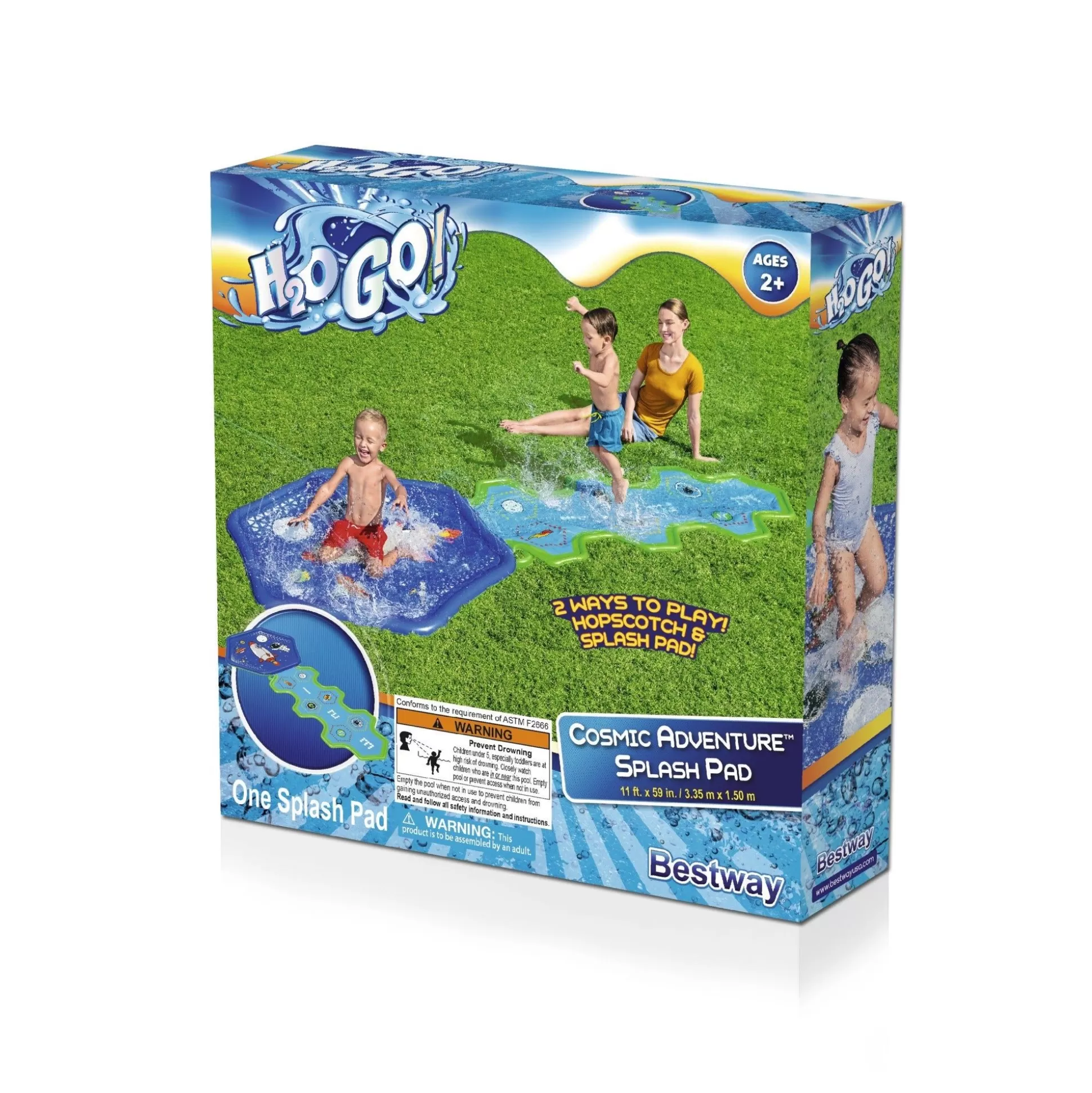 Bestway H2Ogo! Cosmic Adventure Kids Sprinkler Splash Pad And Inflatable Water Slide Cheap