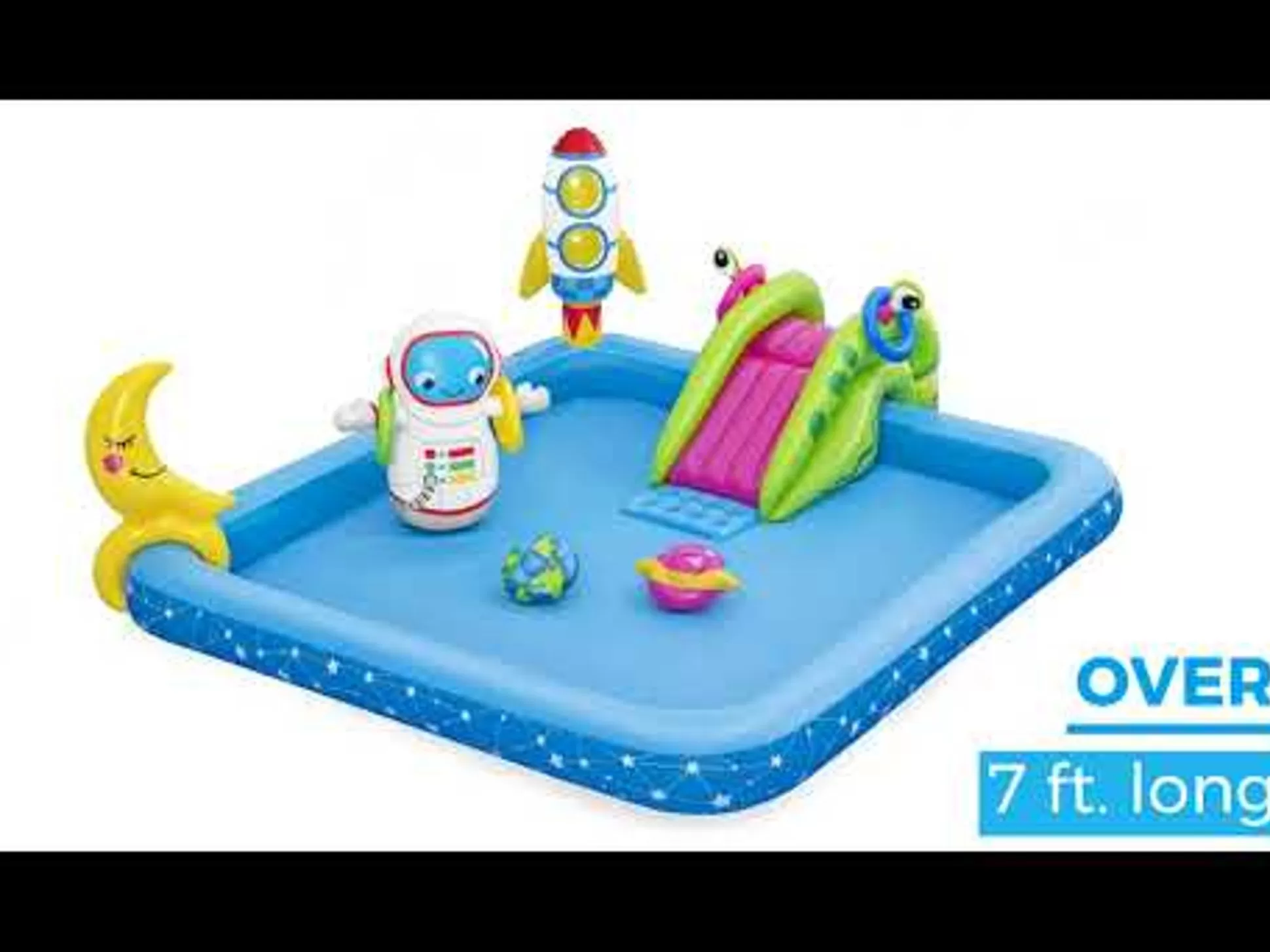 Bestway H2Ogo! Little Astronaut Square Inflatable Kiddie Pool Play Center With Slide Outlet