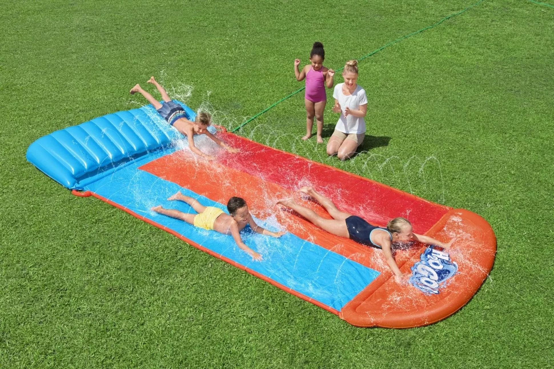 Bestway H2Ogo! Triple Water Slide With Tsunami Splash Ramp 16' Outlet