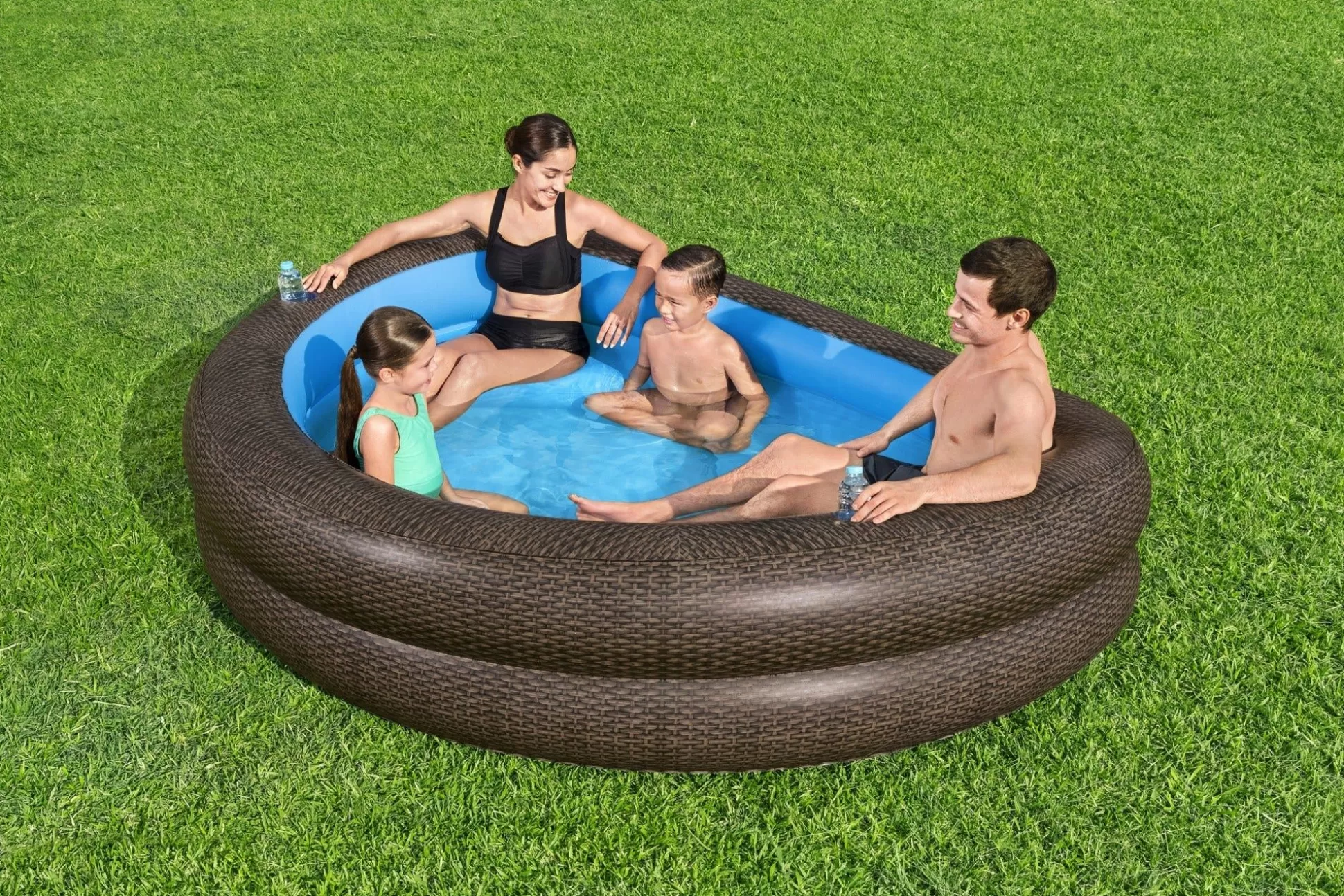 Bestway H2Ogo! Truprint Wicker 7'7 X 70 X 21 Soft Sided Inflatable Family Kiddie Pool Clearance